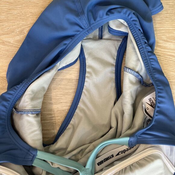 Speedo One Piece Swimsuit Thin Strap High Cut Bright Cobalt Women's-Size 12 - Picture 4 of 7